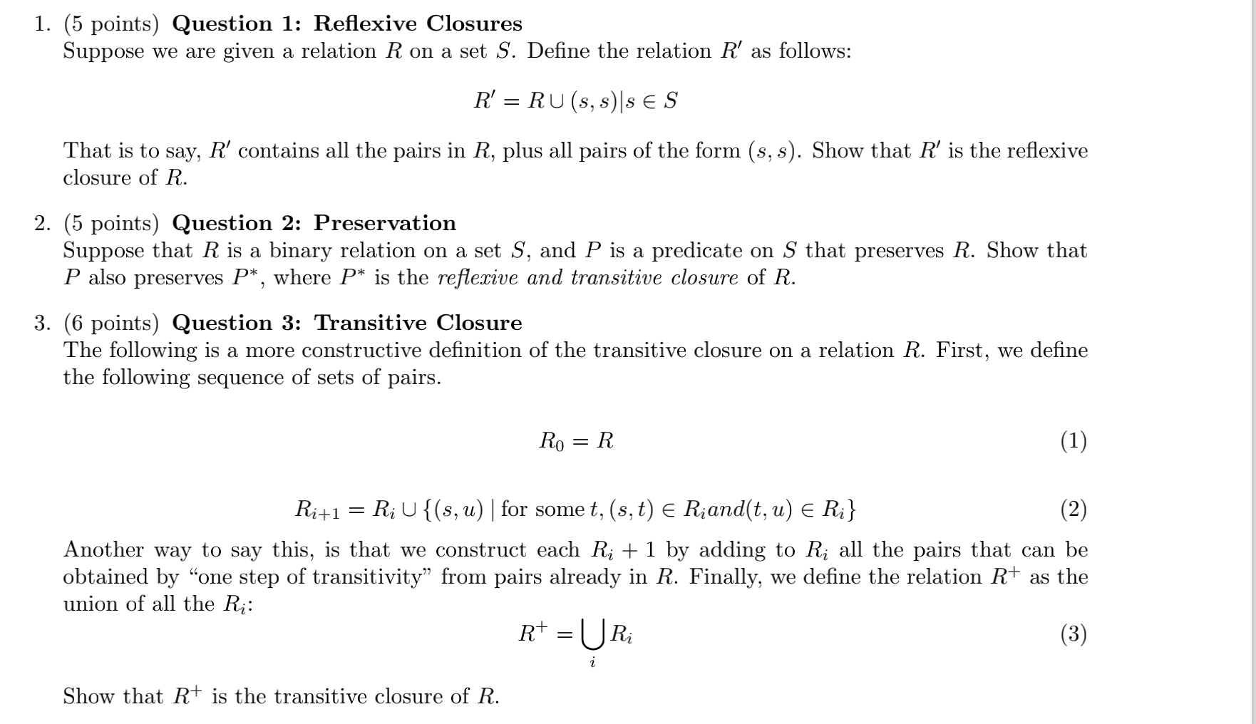 Solved 1. (5 points) Question 1: Reflexive Closures Suppose | Chegg.com