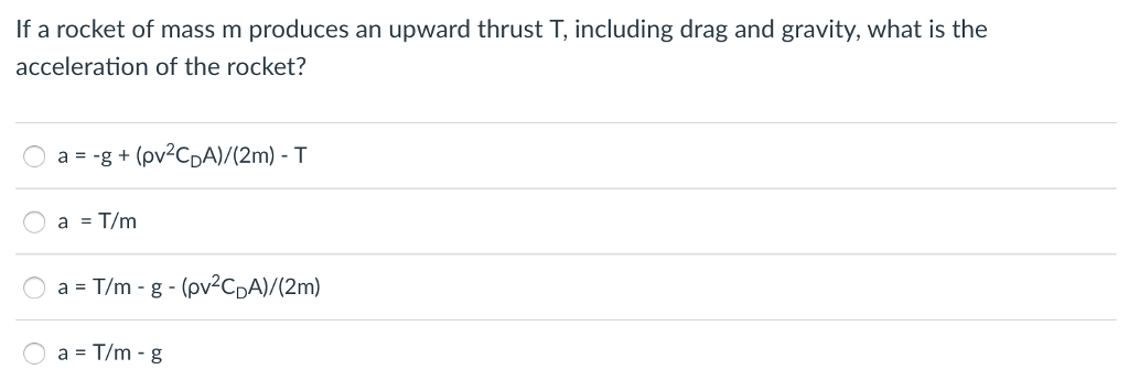 Solved If a rocket of mass m produces an upward thrust T, | Chegg.com