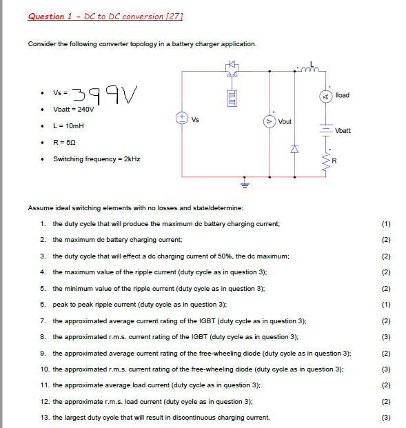 Solved Question 1 - DC to DC conversion [27] Consider the | Chegg.com