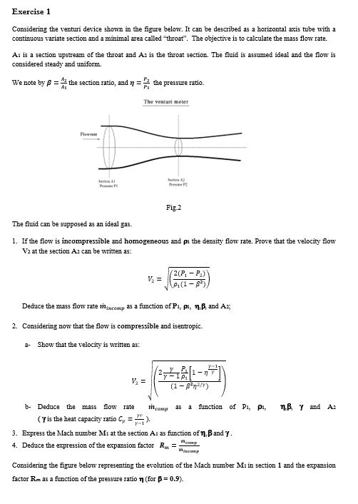 Solved Exercise 1 Considering the venturi device shown in | Chegg.com