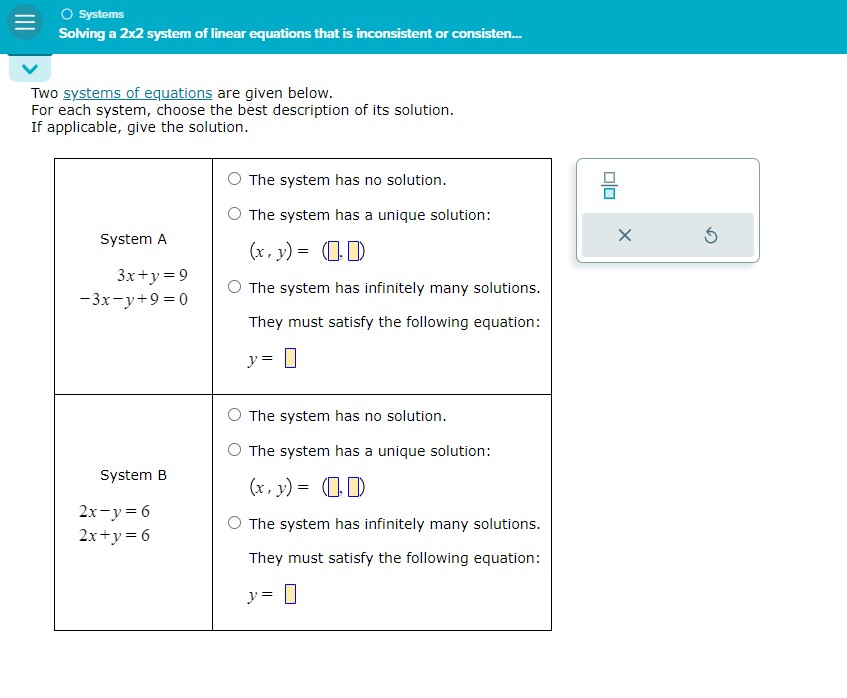 Solved Two systems of equations are given below.For each | Chegg.com