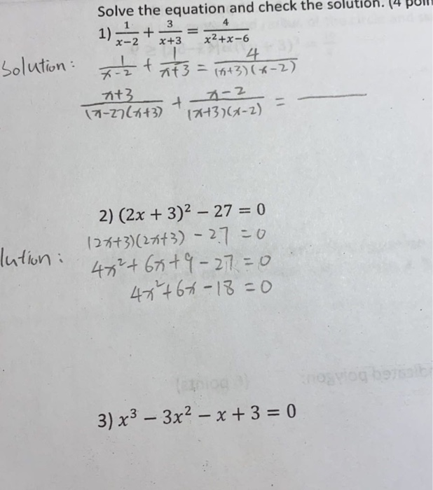 Solved Solve The Equation And Check The Solution 4 Pun 1 Chegg Com