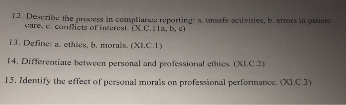 Solved 12. Describe the process in compliance reporting: a. | Chegg.com