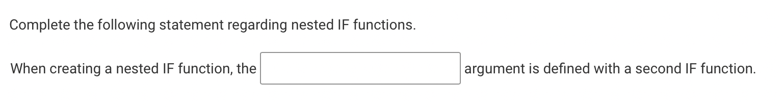 Solved Complete the following statement regarding nested IF | Chegg.com