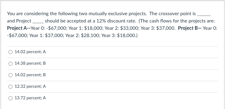 Solved You are considering the following two mutually | Chegg.com