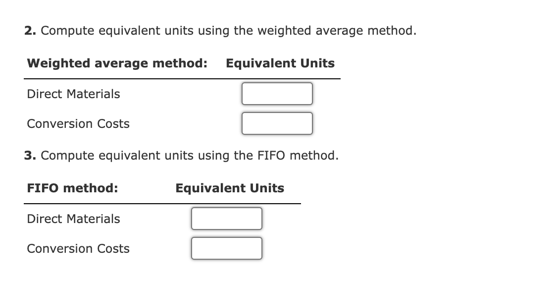 Solved Weighted Average Method, FIFO Method, Physical Flow, | Chegg.com