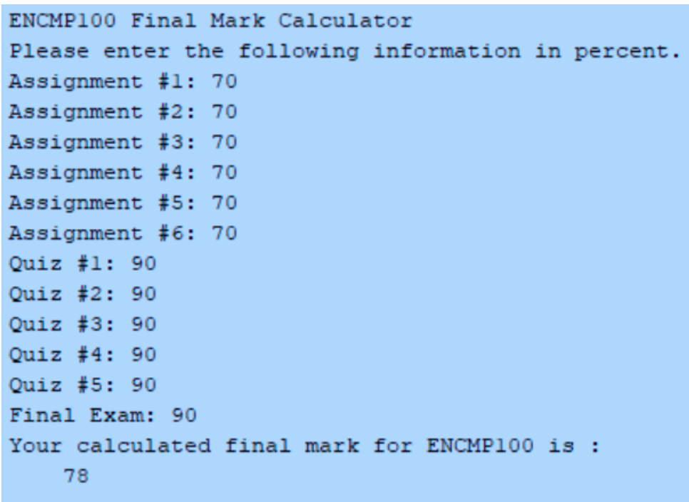 Solved Develop a program that calculates your final mark in