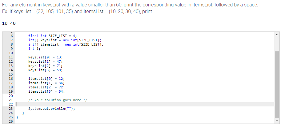 Solved For any element in keysList with a value smaller than | Chegg.com