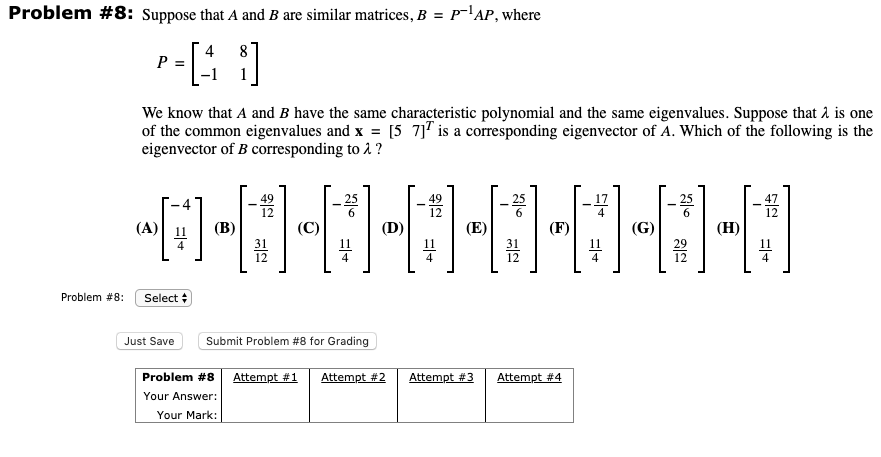 Solved Problem #8: Suppose That A And B Are Similar | Chegg.com