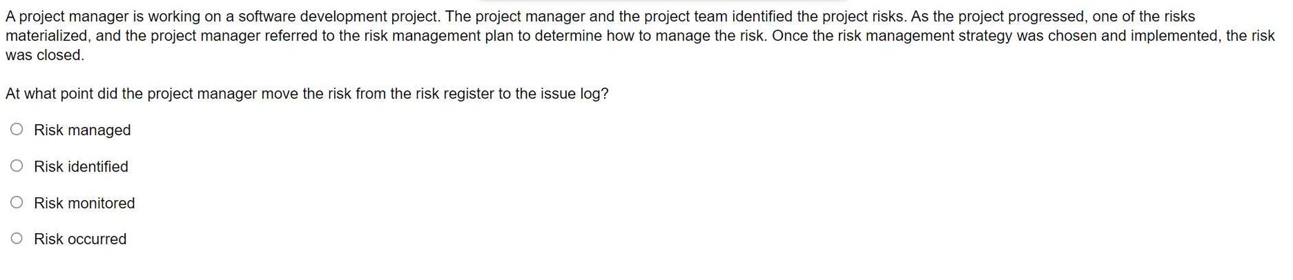 Solved A project manager is working on a software | Chegg.com