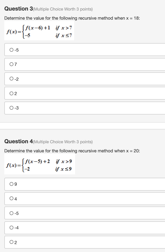 Solved Question 1(Multiple Choice Worth 3 points) Determine | Chegg.com