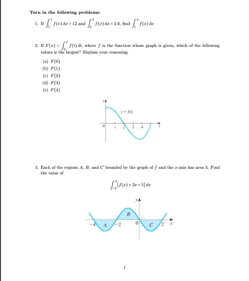Solved Turn In The Following Problems 1 11 X Dx 12 And Chegg Com