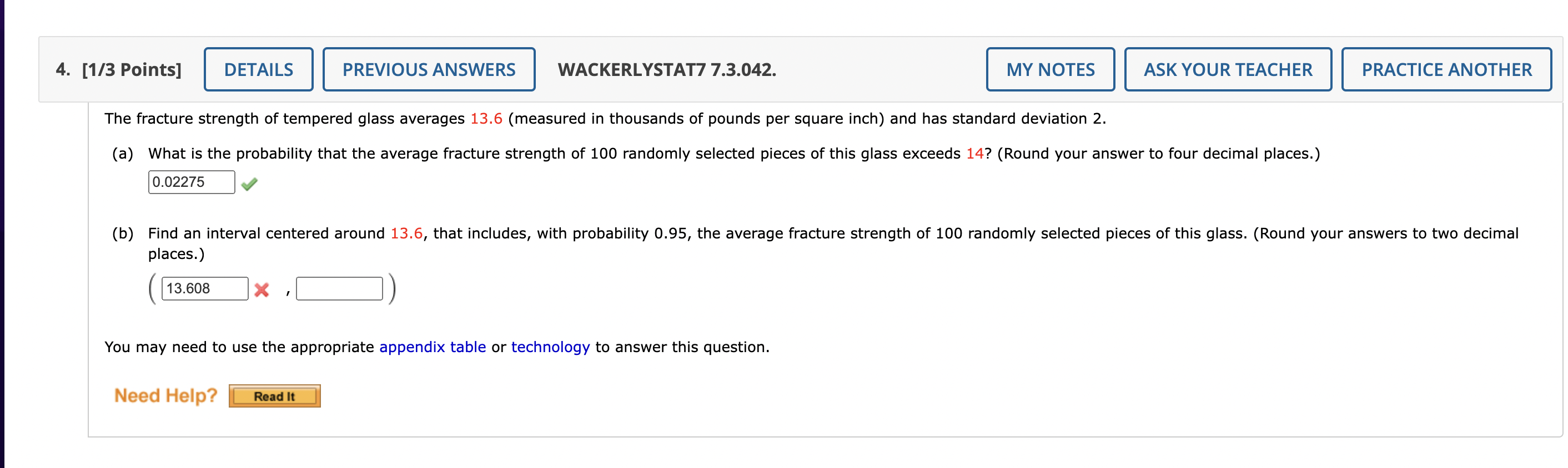 Solved The fracture strength of tempered glass averages 13.6