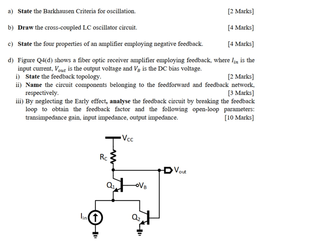 Solved a) State the Barkhausen Criteria for oscillation. [2