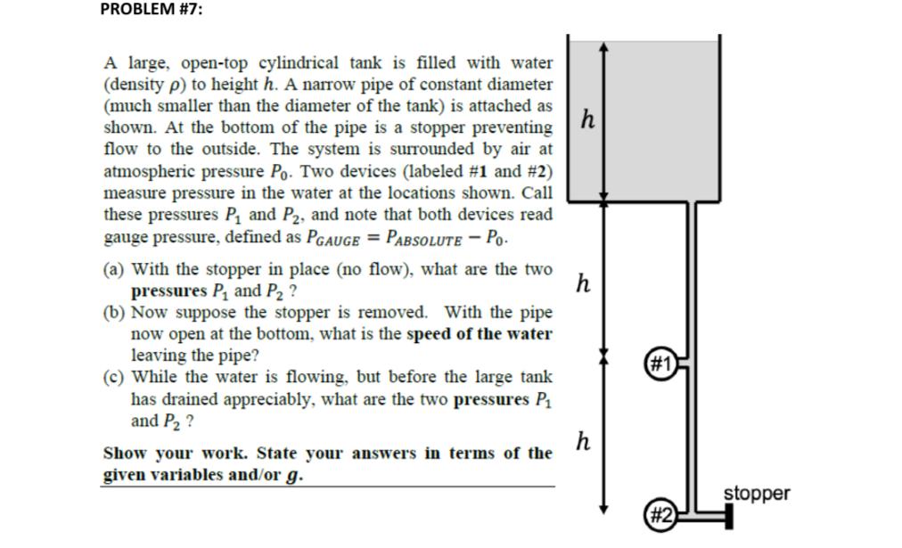 Solved A Large, Open-top Cylindrical Tank Is Filled With | Chegg.com