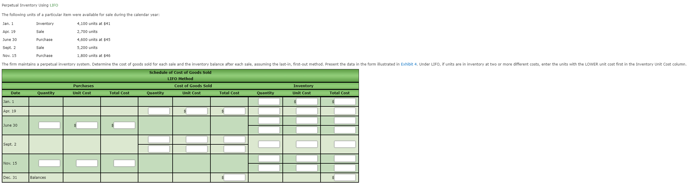 solved-perpetual-inventory-using-lifo-the-following-units-of-chegg