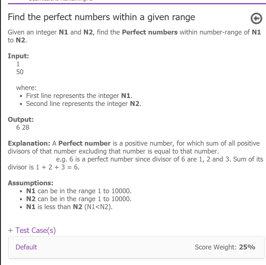 Solved Find the perfect numbers within a given range Given | Chegg.com