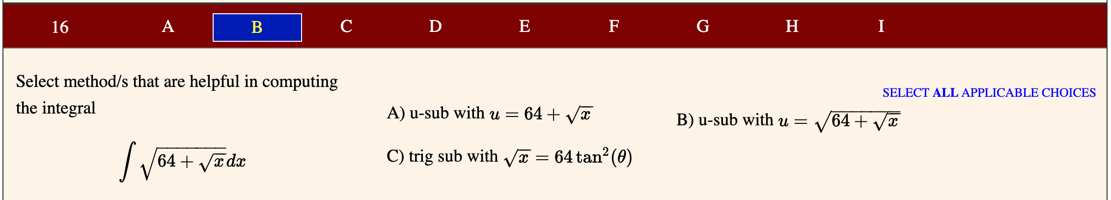 Solved 3 A B D E F G H E I Select method/s that are | Chegg.com