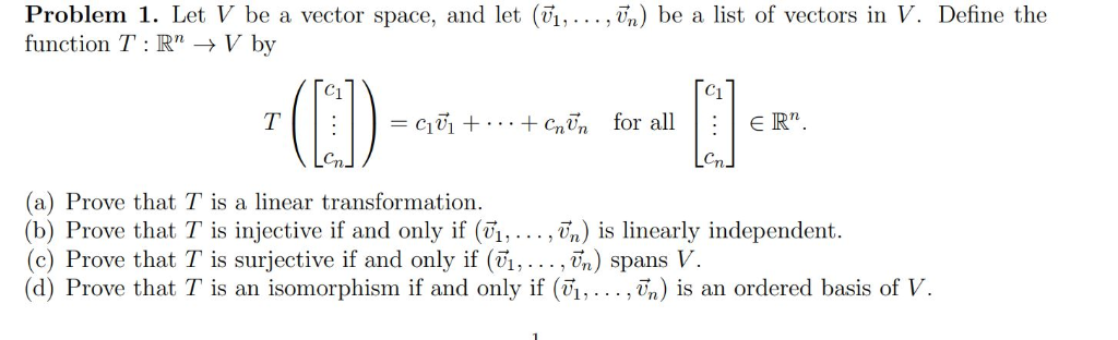 Solved Problem 1. Let V be a vector space, and let () be a | Chegg.com