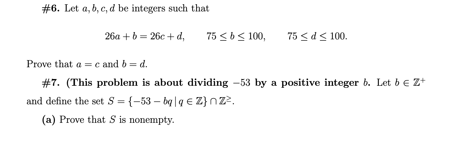 Solved #6. Let A, B, C, D Be Integers Such That 26a + B = | Chegg.com