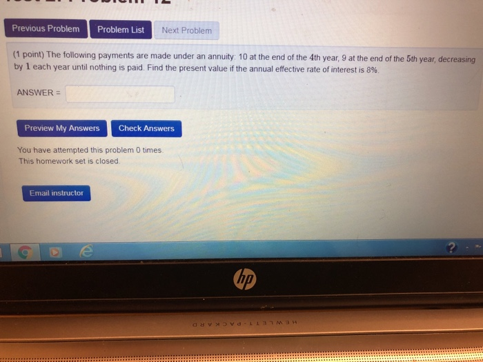 Solved Previous Problem Problem List Next Problem (1 point) | Chegg.com