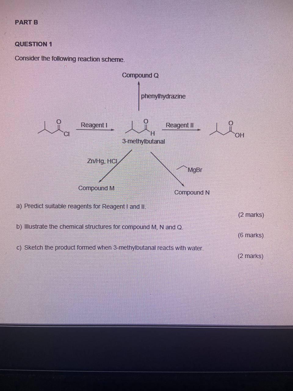 Solved QUESTION 1 Consider the following reaction scheme. a) | Chegg.com