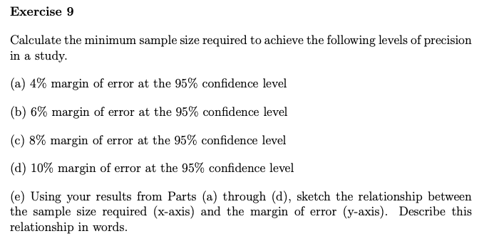 Solved: Exercise 9 Calculate The Minimum Sample Size Requi... | Chegg.com