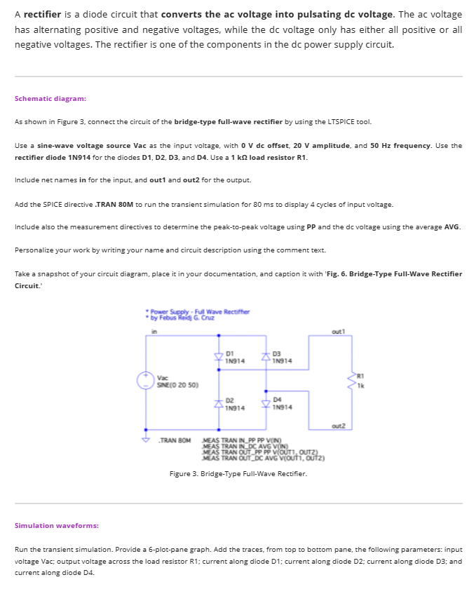 Solved A rectifier is a diode circuit that converts the ac