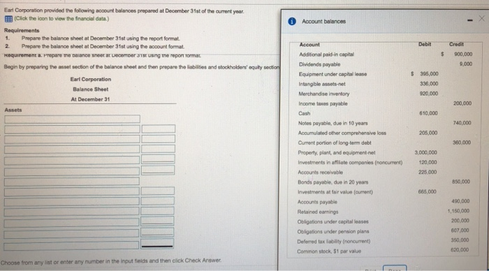 Solved A. Prepare the balance sheet at December 31st using | Chegg.com
