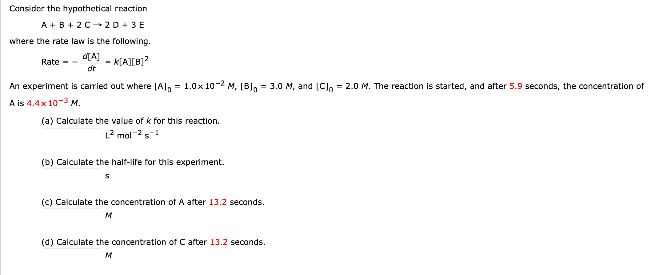 Solved Consider The Hypothetical Reaction A + B + 2 C → 2D + | Chegg.com