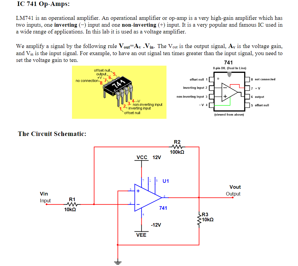 Solved IC 741 Op-Amps: LM741 is an operational amplifier. An | Chegg.com