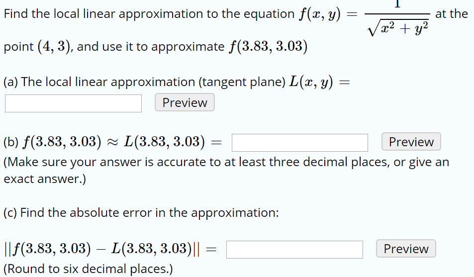 Solved Find The Local Linear Approximation To The Equation 