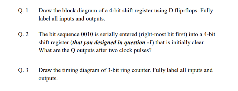 Solved Q.1 Draw the block diagram of a 4-bit shift register | Chegg.com