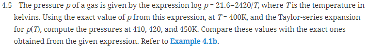 Solved 4.5 The pressure p of a gas is given by the | Chegg.com