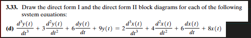 Solved 3.33. Draw the direct form I and the direct form II | Chegg.com