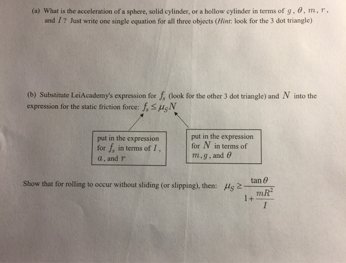 Solved (a) What is the acceleration of a sphere, solid | Chegg.com