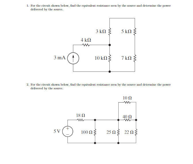 Solved 1. For the circuit shown below, find the equivalent | Chegg.com