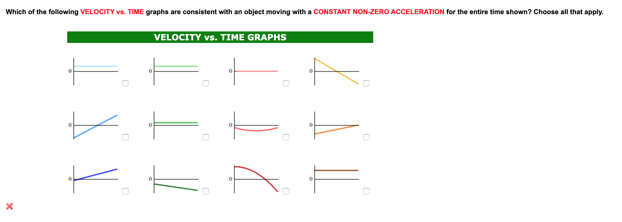 zero acceleration graph