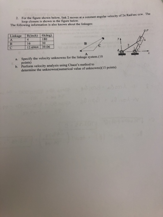 Solved 2. For the figure shown below, link 2 moves at a | Chegg.com