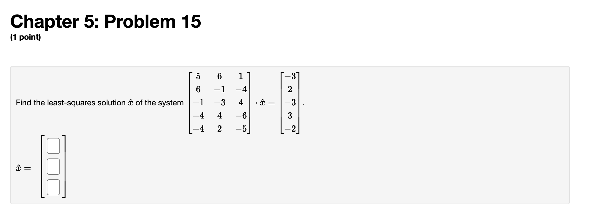 Solved Chapter 5: Problem 15 (1 point) 6 1 -37 -1 -4 5 6 | Chegg.com