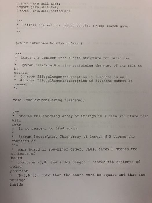 Solved Create a class for the following WordSearchGame | Chegg.com
