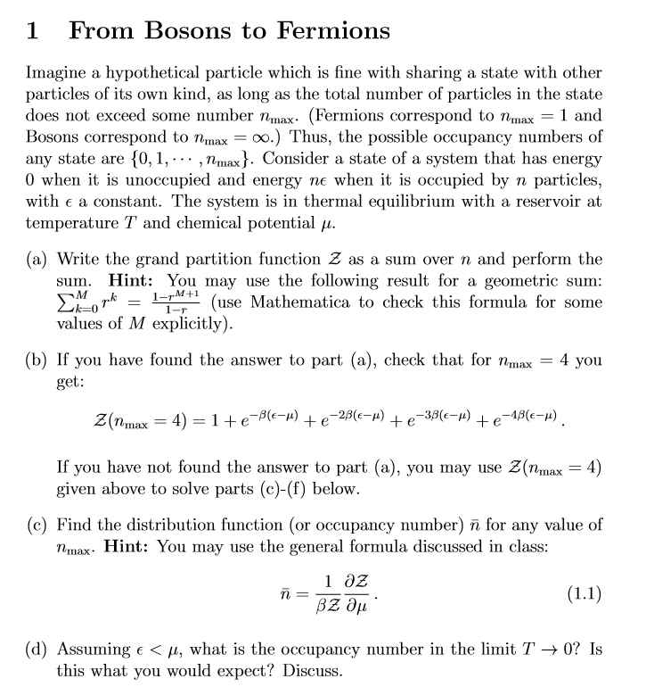 1 From Bosons To Fermions Imagine A Hypothetical P Chegg Com