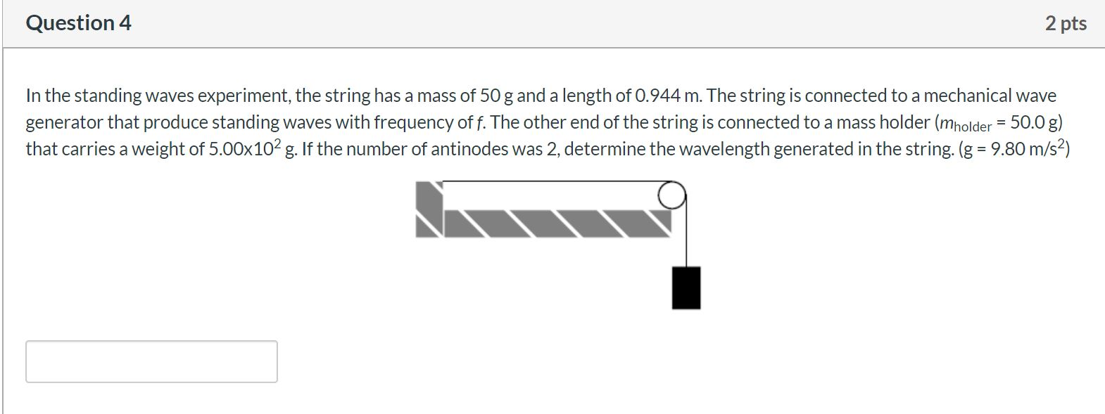 Solved Question 4 2 Pts In The Standing Waves Experiment, | Chegg.com