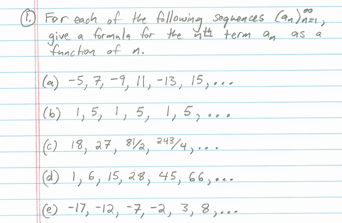 Solved ① For each of the following sequences (an) mer | Chegg.com