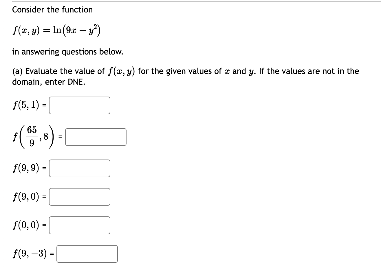 Solved Consider The Function F X Y Ln 9x−y2 In Answering