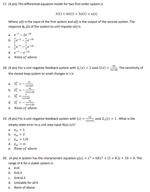 Solved 11 4 Pts Consider A System Represented By The B Chegg Com