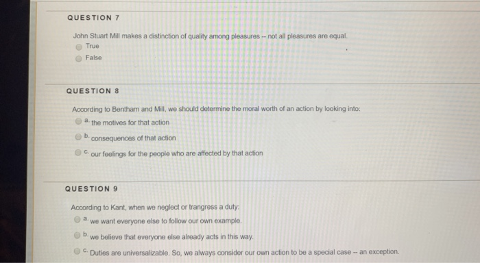 Solved QUESTION 7 John Stuart Mill makes a distinction of | Chegg.com