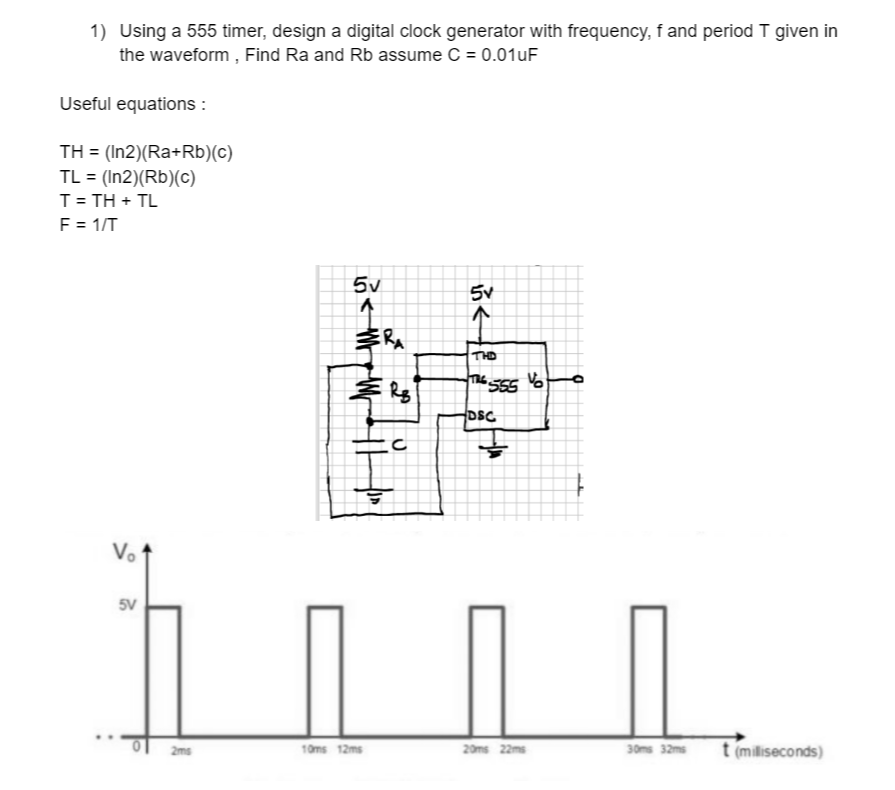 Solved 1) Using a 555 timer, design a digital clock