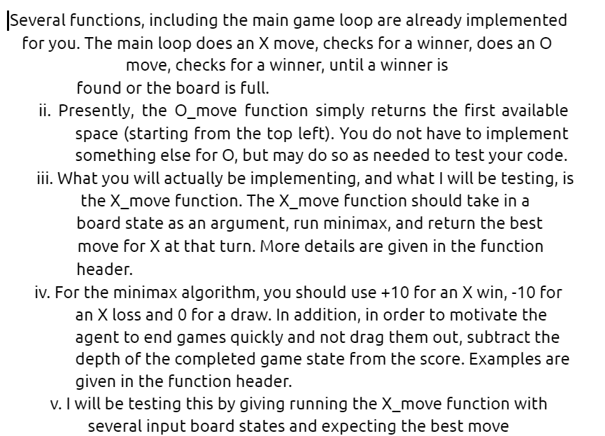 Python: IMPLEMENTATION OF THE MINIMAX ALGORITHM FOR | Chegg.com