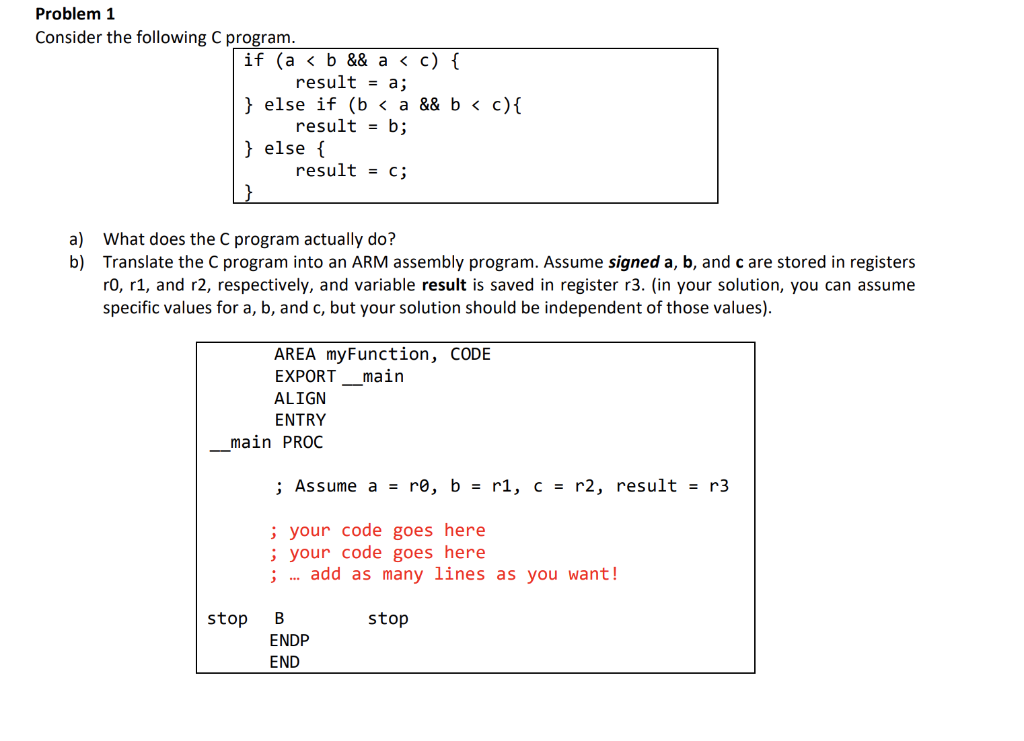 Solved Problem 1 Consider The Following C Program. If (a